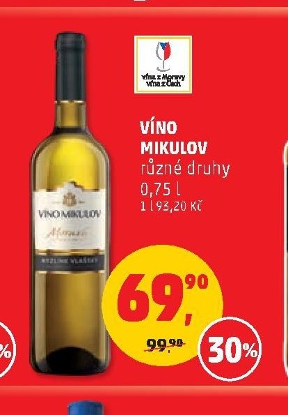 VÍNO MIKULOV různé druhy 0,75 l