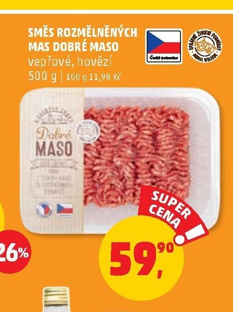 SMĚS ROZMĚLNĚNÝCH MAS DOBRÉ MASO vepřové, hovězí 500 g