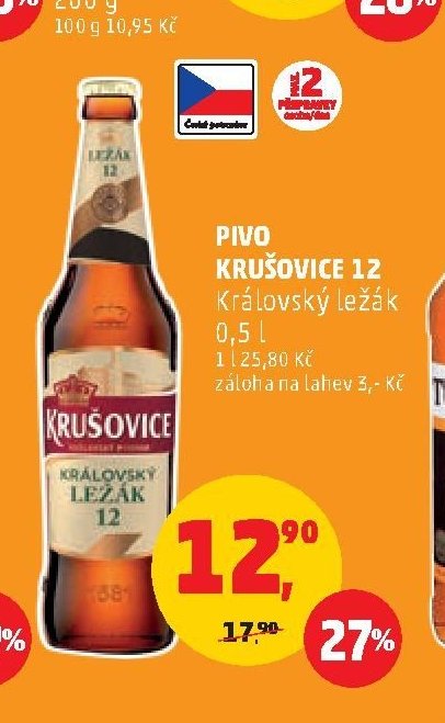 PIVO KRUŠOVICE 12 Královský ležák 0,5 l