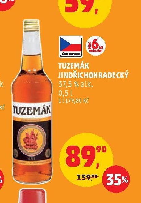 TUZEMÁK JINDŘICHOHRADECKÝ 37,5 % alk. 0,5 l