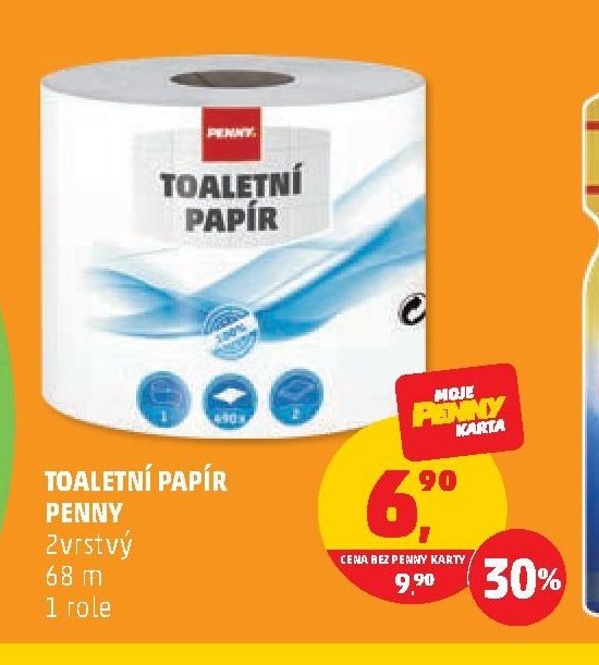 TOALETNÍ PAPÍR PENNY 2vrstvý 68 m 1 role