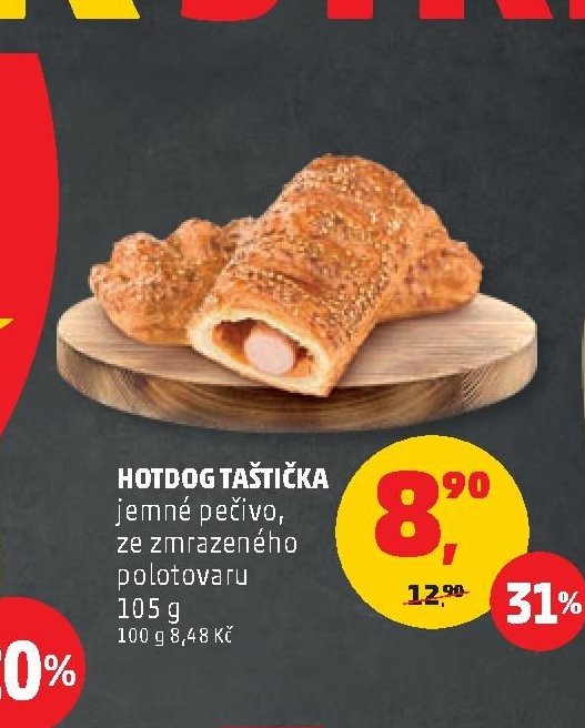 HOTDOG TAŠTIČKA jemné pečivo, ze zmrazeného polotovaru 105 g