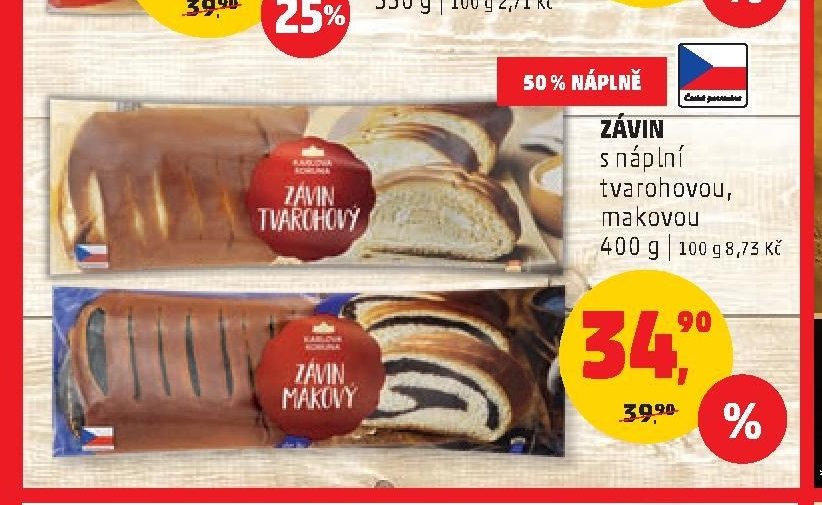 Závin s náplní tvarohovou, makovou