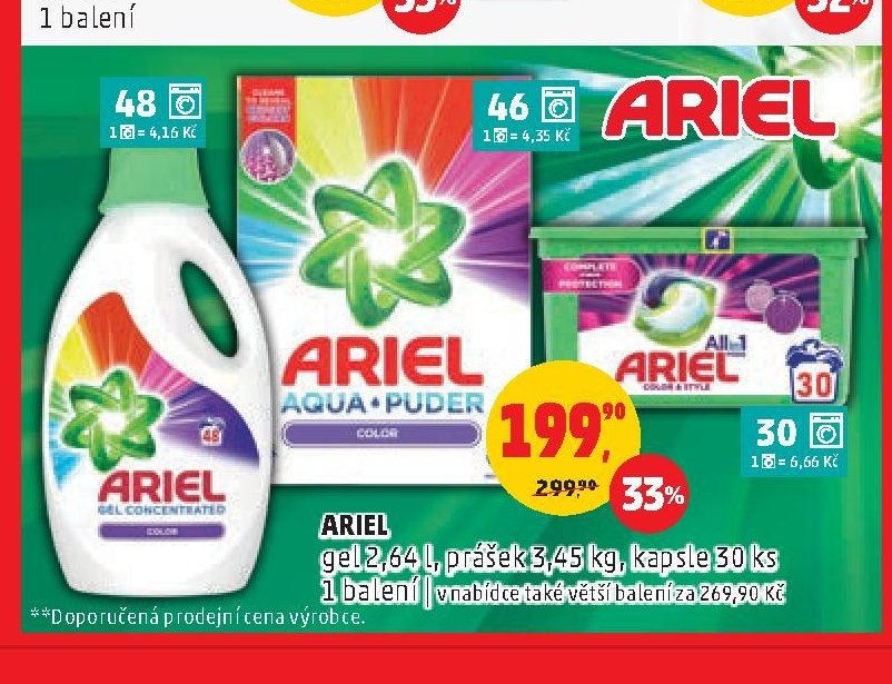 Ariel gel/prášek/kapsle