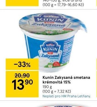 Kunín Zakysaná smetana krémovitá 15%