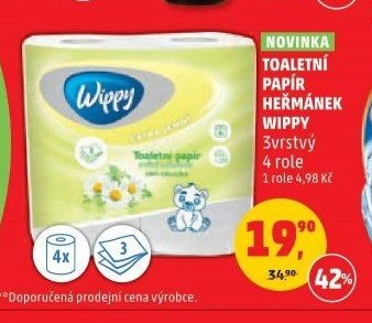Toaletní papír Heřmánek Wippy 3vrstvý 4 role