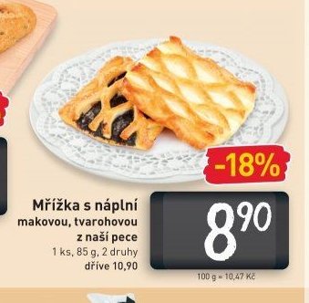 Mřížka s náplní makovou, tvarohovou