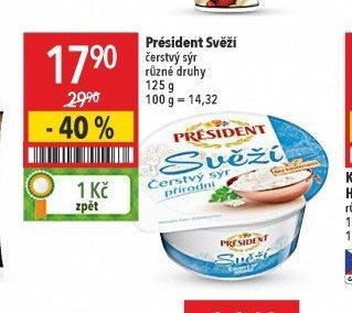 Président Svěží čerstvý sýr různé druhy