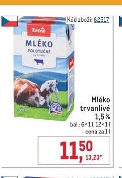 Mléko trvanlivé 1,5%
