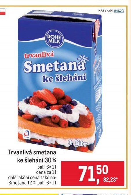 Trvanlivá smetana ke šlehání 30%