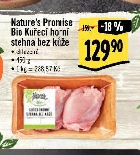 Nature's Promise Bio Kuřecí horní stehna bez kůže