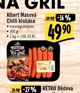 Albert Masová Chilli klobása