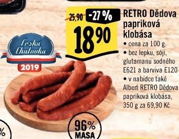 Dědova klobása papriková Albert Retro