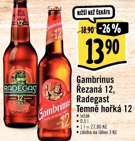 Pivo řezaný ležák 12° Gambrinus