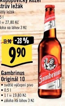 Pivo světlé výčepní Originál 10° Gambrinus