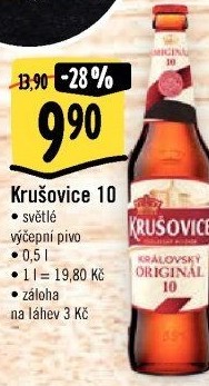 Pivo světlé výčepní Originál Královská 10° Krušovice