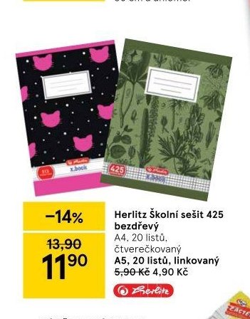 Herlitz Školní sešit 425 bezdřevý