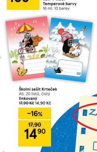 Školní sešit Krteček