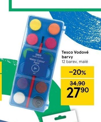 Tesco Vodové barvy 12 barev, malé