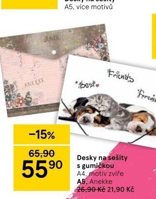 Desky na sešity s gumičkou A4, motiv zvíře A5, Anekke
