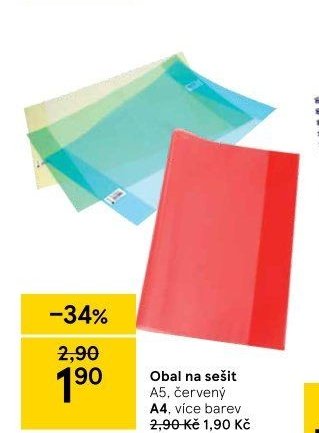 Obal na sešit A5, červený A4, více barev