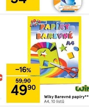 Wiky Barevné papíry A4, 10 listů