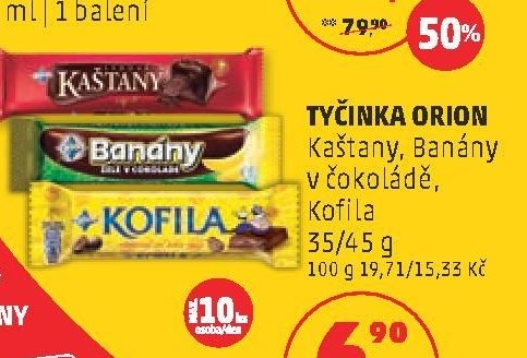 Tyčinka Orion Kaštany, Banány, Kofila