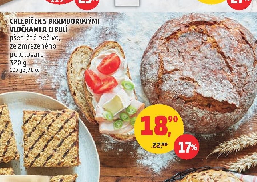 CHLEBÍČEK S BRAMBOROVÝMI VLOČKAMI A CIBULÍ