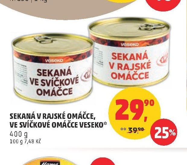 Sekaná v rajské omáčce, ve svíčkové omáčce Veseko