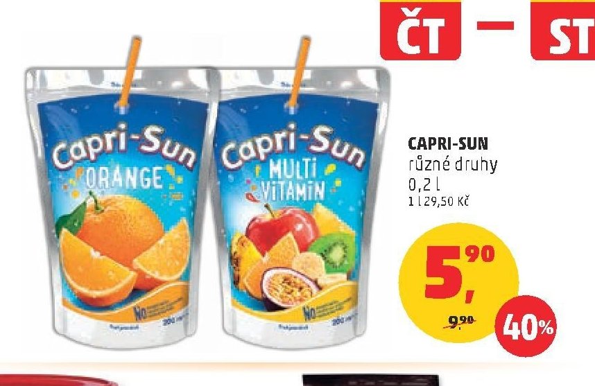 Capri-Sun různé druhy 0,2 l