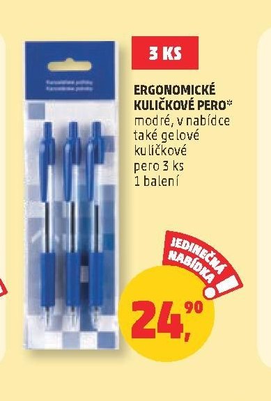 Ergonomické kuličkové pero 3 ks