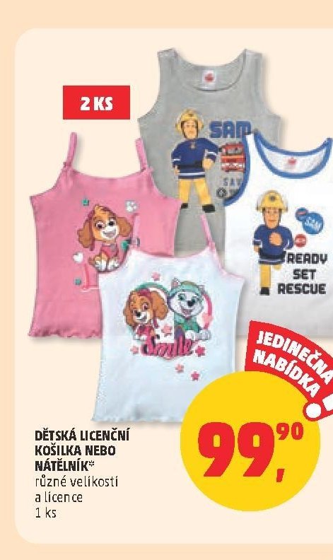 Dětská licenční košilka nebo nátělník