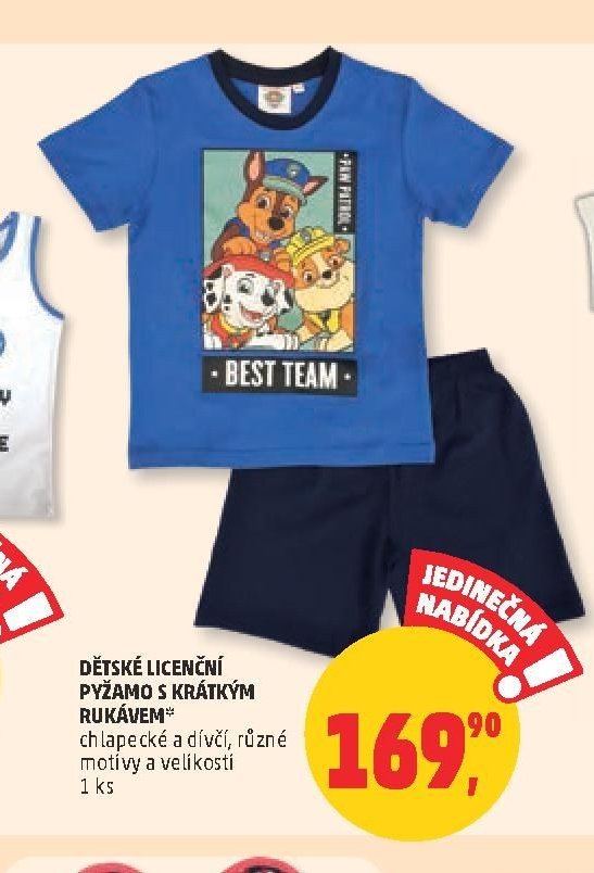 Dětské licenční pyžamo s krátkým rukávem