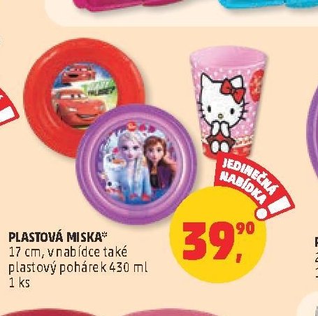 Plastová miska a plastový pohárek
