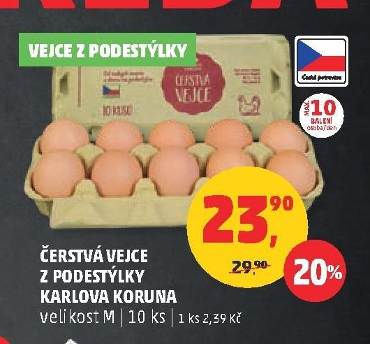 ČERSTVÁ VEJCE Z PODESTÝLKY KARLOVA KORUNA