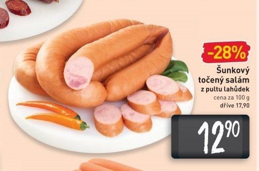 Šunkový točený salám z pultu lahůdek