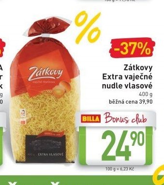 Zátkovy Extra vaječné nudle vlasové