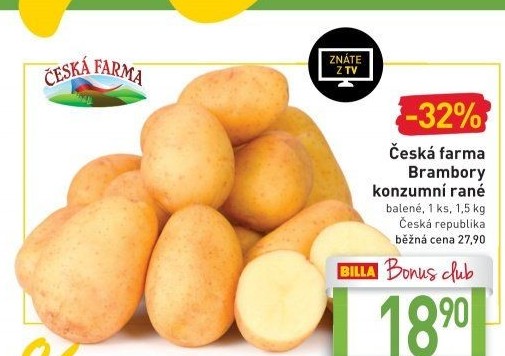 Brambory konzumní rané Česká farma