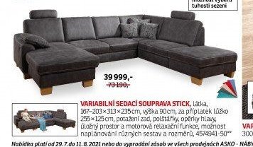 VARIABILNÍ SEDACÍ SOUPRAVA STICK - ASKO akcniletaky.com