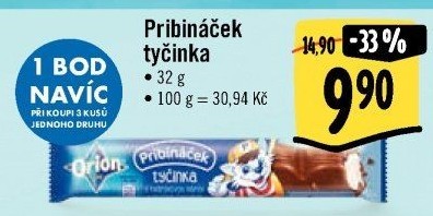 Tyčinka čokoládová Pribináček Orion