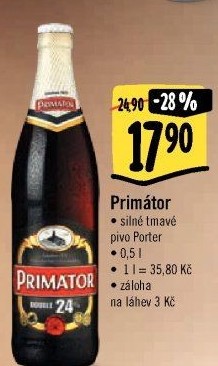 Pivo tmavý speciál Double 24° Primátor