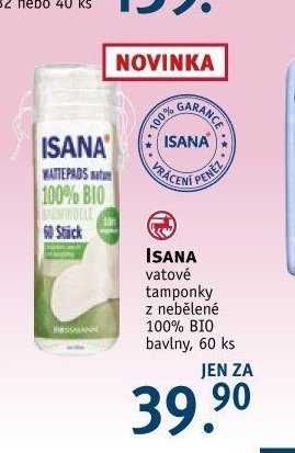 ISANA vatové tamponky z nebělené 100% BIO bavlny