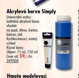 Akrylová barva Simply - UNI HOBBY akcniletaky.com