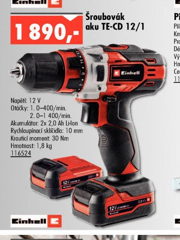 Šroubovák aku TE-CD 12/1 - UNI HOBBY akcniletaky.com