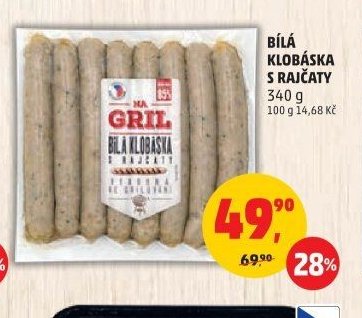 BÍLÁ KLOBÁSKA S RAJČATY