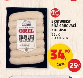 BRATWURST BÍLÁ GRILOVACÍ KLOBÁSA