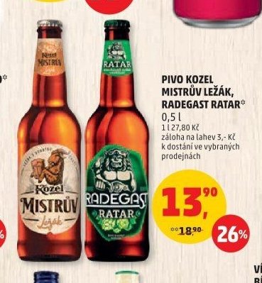 PIVO KOZEL MISTRŮV LEŽÁK, RADEGAST RATAR*