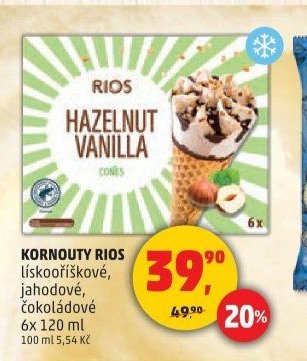 Kornouty Rios lískooříškové, jahodové, čokoládové 6x 120 ml