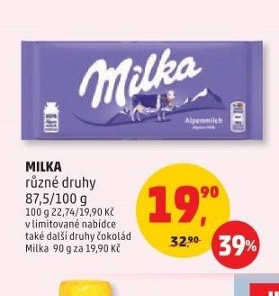 MILKA různé druhy 87,5/100 g