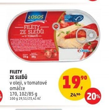 FILETY ZE SLEDŮ v oleji, v tomatové omáčce 170, 102/85 g